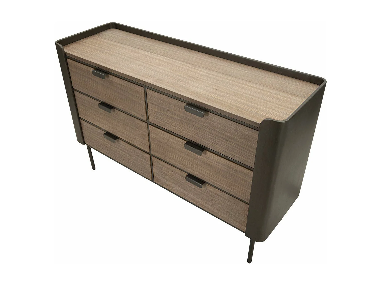 Cómoda Kasten, Cómoda multiusos, Cómoda de quarto, Armário com gavetas, 120x39 h79 cm, Cinza e Castanho