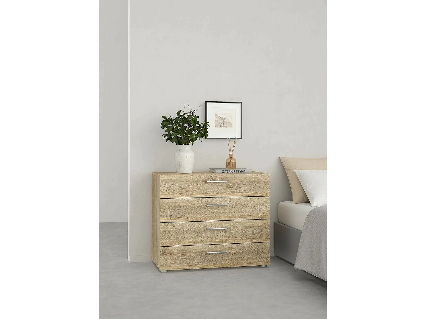 Arwen ladekast, Multifunctionele ladekast, Slaapkamerdressoir, Kast met lades, 80x40 h68 cm, Eiken