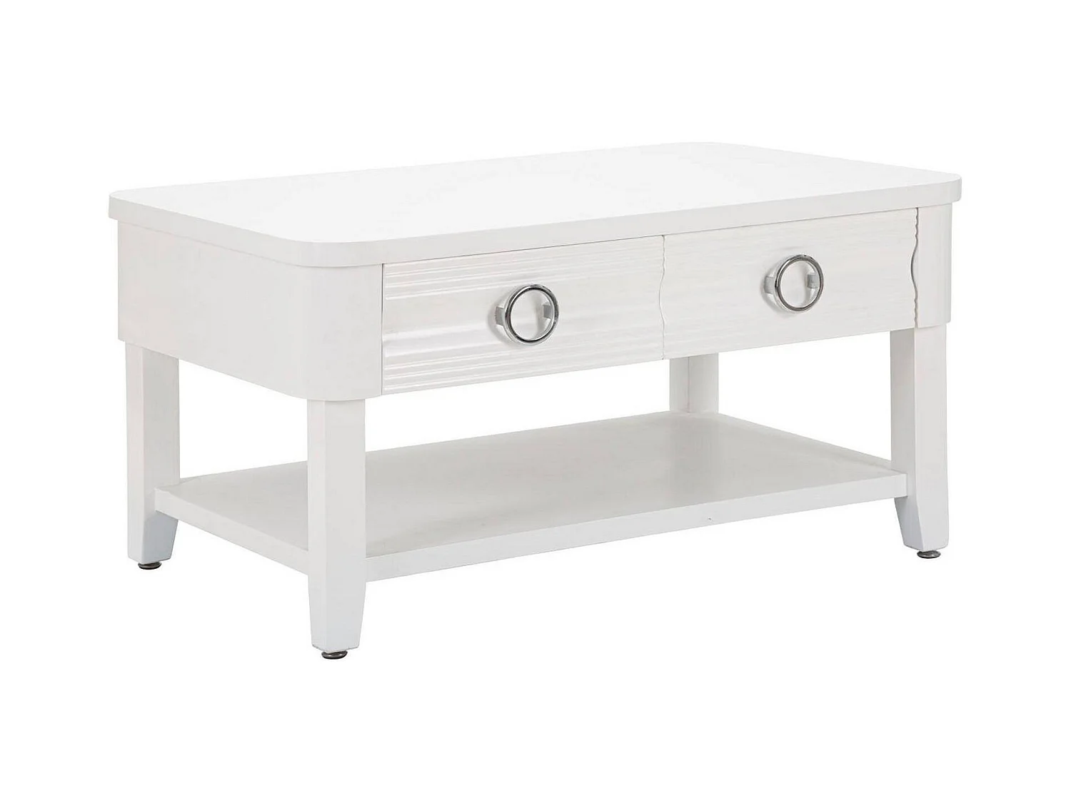 Table basse Taylor, Table basse, Porte-revues pour canapé, Etagère de salon, 90x60 h47 cm, Blanc