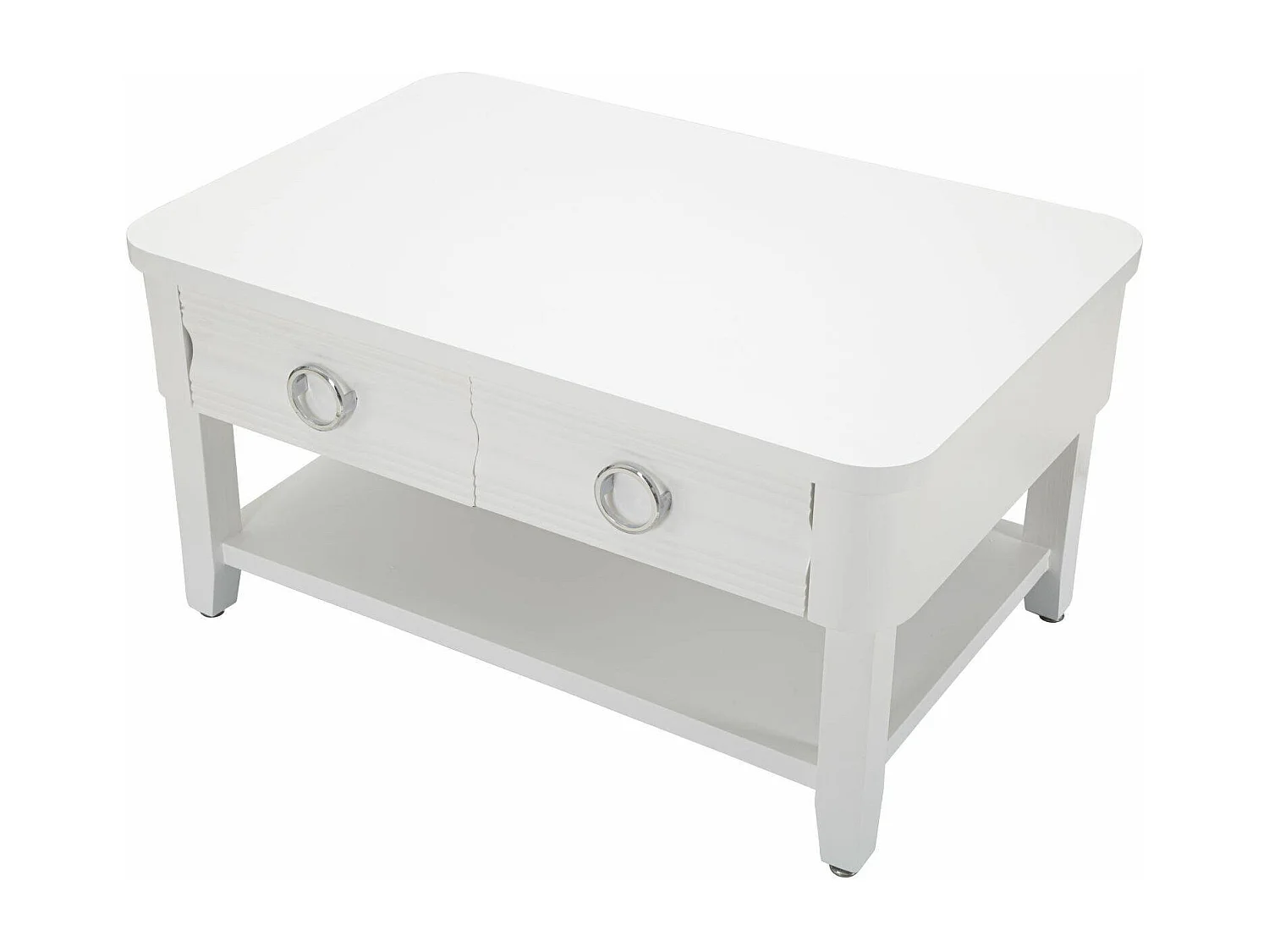 Table basse Taylor, Table basse, Porte-revues pour canapé, Etagère de salon, 90x60 h47 cm, Blanc