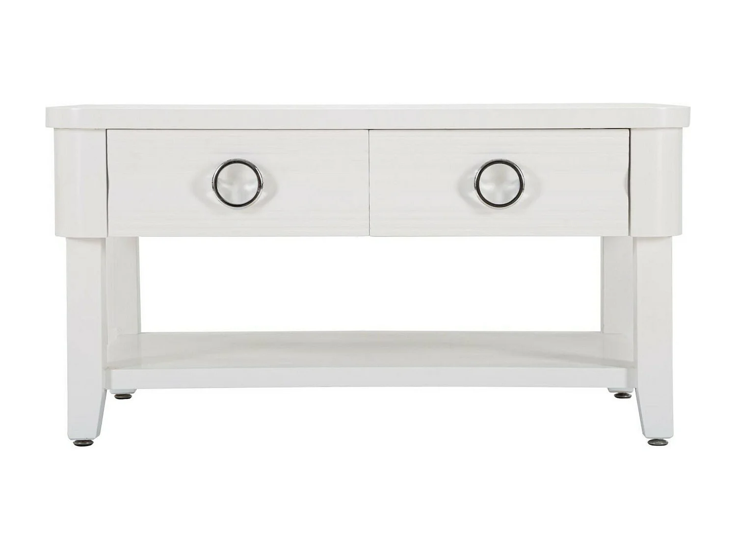 Mesa de café Taylor, Mesa de centro baja, Revistero para sofá, Estante de la sala de estar, 90x60 h47 cm, Blanco