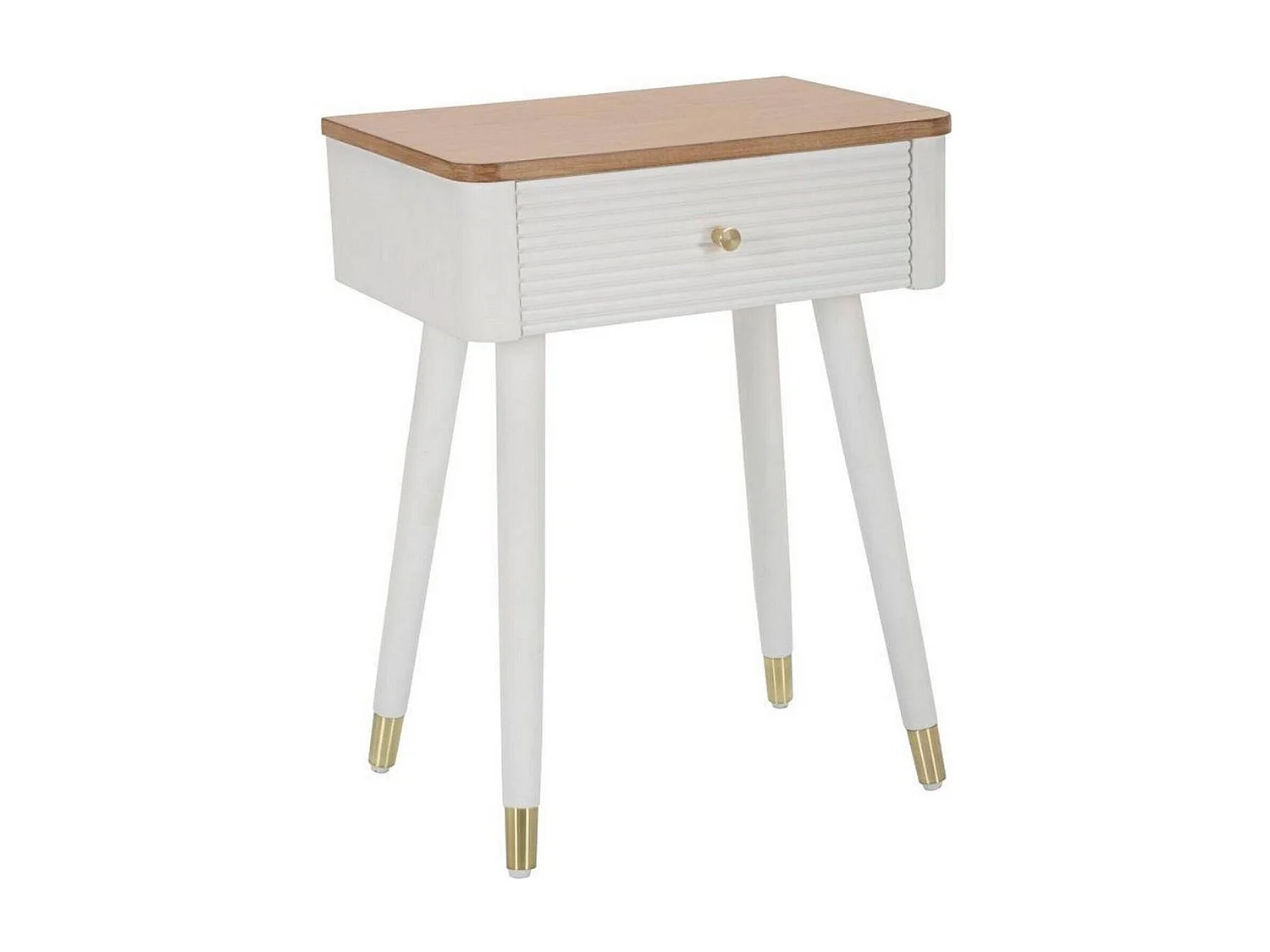 Fridal salontafel, lage salontafel, tijdschriftenrek voor bank, woonkamerplank, 45x32 h62 cm, wit en bruin