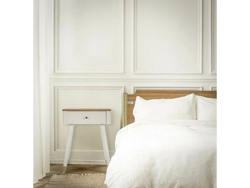 Table basse Fridal, Table basse, Porte-revues pour canapé, Etagère de salon, 45x32 h62 cm, Blanc et marron