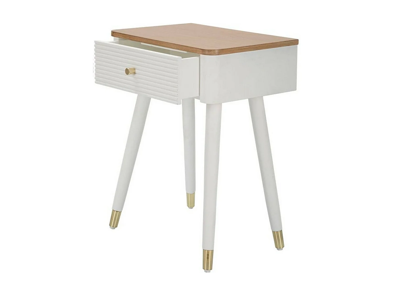 Table basse Fridal, Table basse, Porte-revues pour canapé, Etagère de salon, 45x32 h62 cm, Blanc et marron