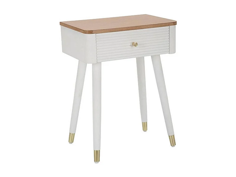 Fridal salontafel, lage salontafel, tijdschriftenrek voor bank, woonkamerplank, 45x32 h62 cm, wit en bruin