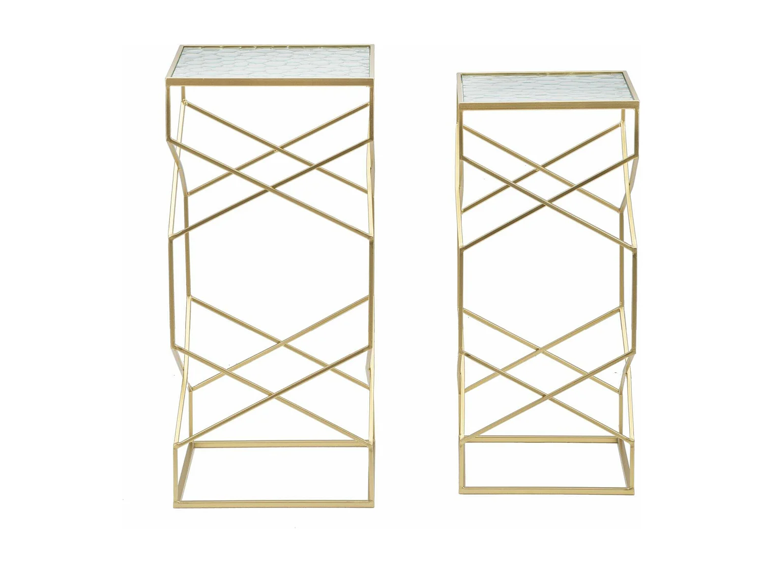 Table basse George, Table basse, Porte-revues pour canapé, Etagère de salon, Or, 32x32 h68 cm