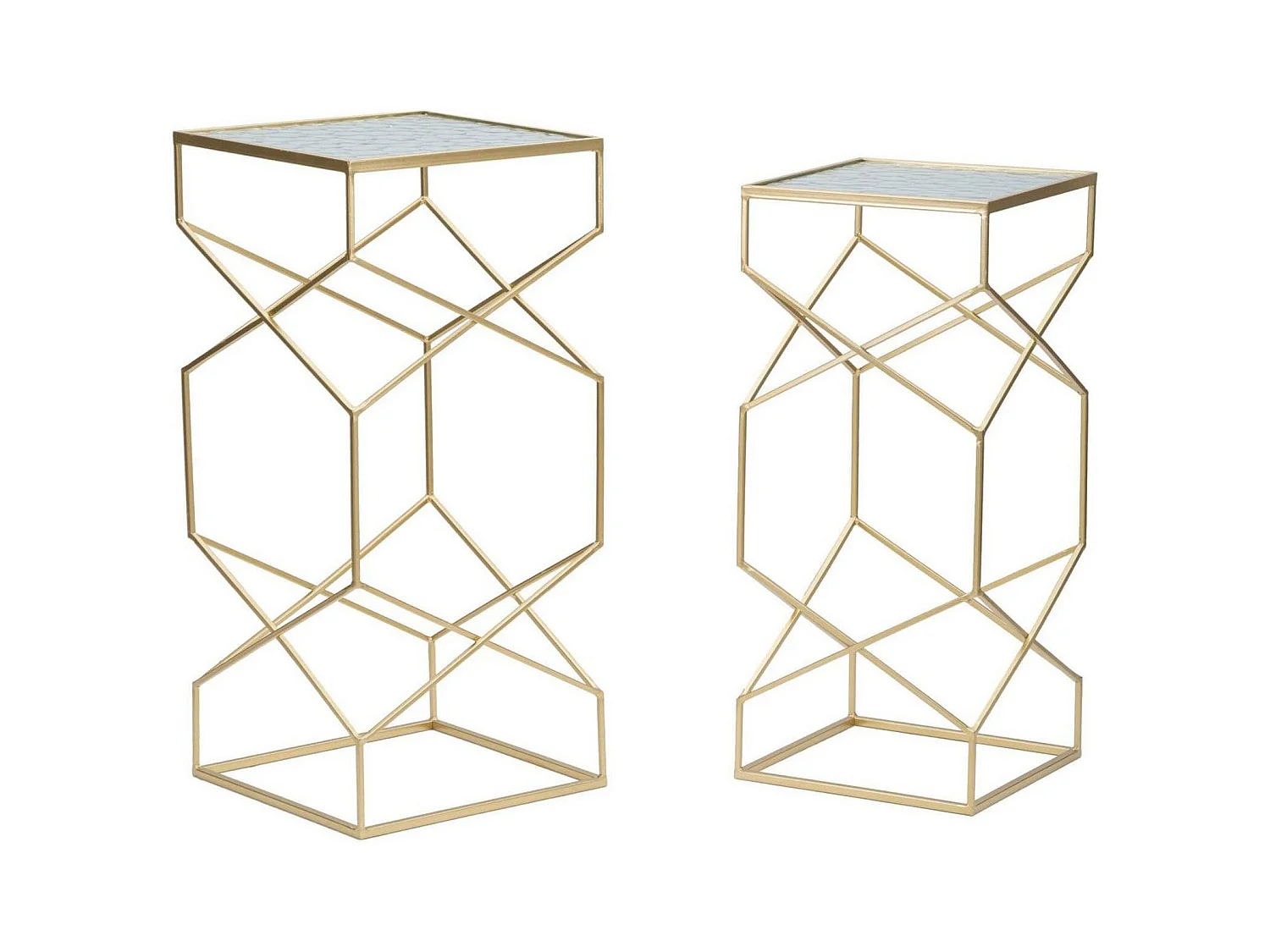 Table basse George, Table basse, Porte-revues pour canapé, Etagère de salon, Or, 32x32 h68 cm