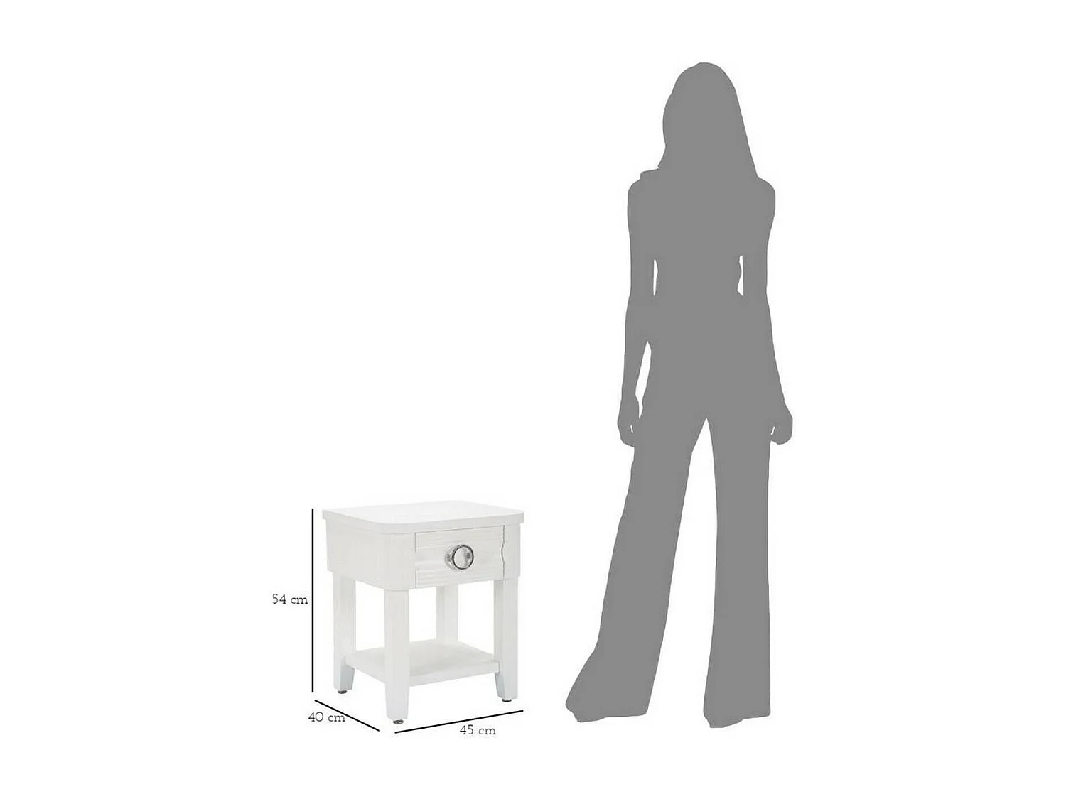 Table basse Guru, Table basse, Porte-revues pour canapé, Etagère de salon, 45x40 h54 cm, Blanc