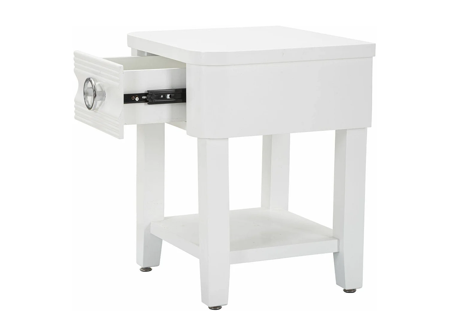 Table basse Guru, Table basse, Porte-revues pour canapé, Etagère de salon, 45x40 h54 cm, Blanc