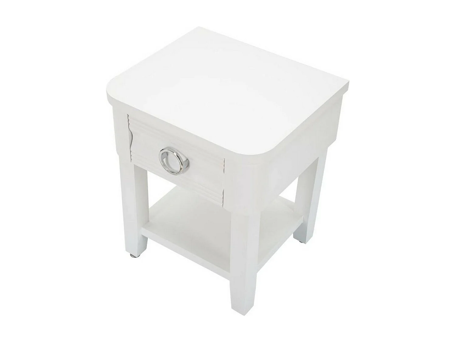 Table basse Guru, Table basse, Porte-revues pour canapé, Etagère de salon, 45x40 h54 cm, Blanc