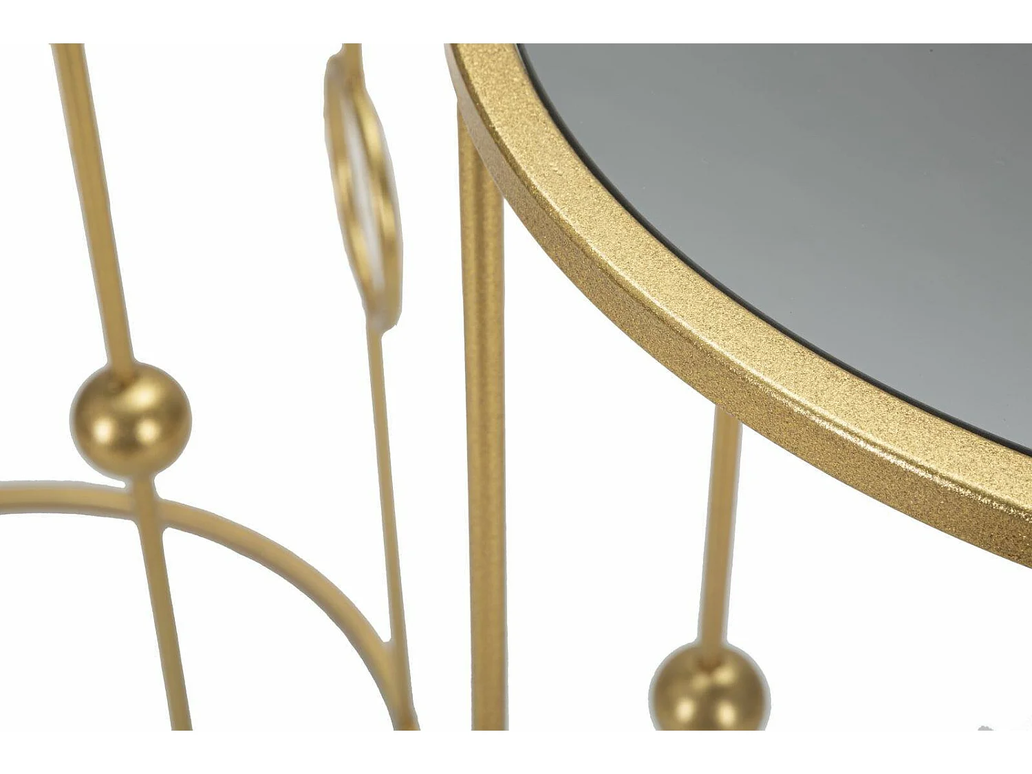 Mesa de centro Leonid, Mesa de centro baixa, Porta-revistas para sofá, Estante de sala, 50x50 h100 cm, Dourado