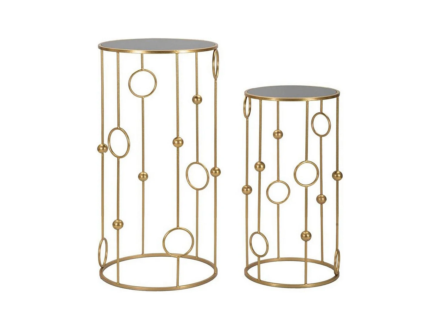 Leonid salontafel, Lage salontafel, Tijdschriftenrek voor bank, Woonkamerplank, 50x50 h100 cm, Goud