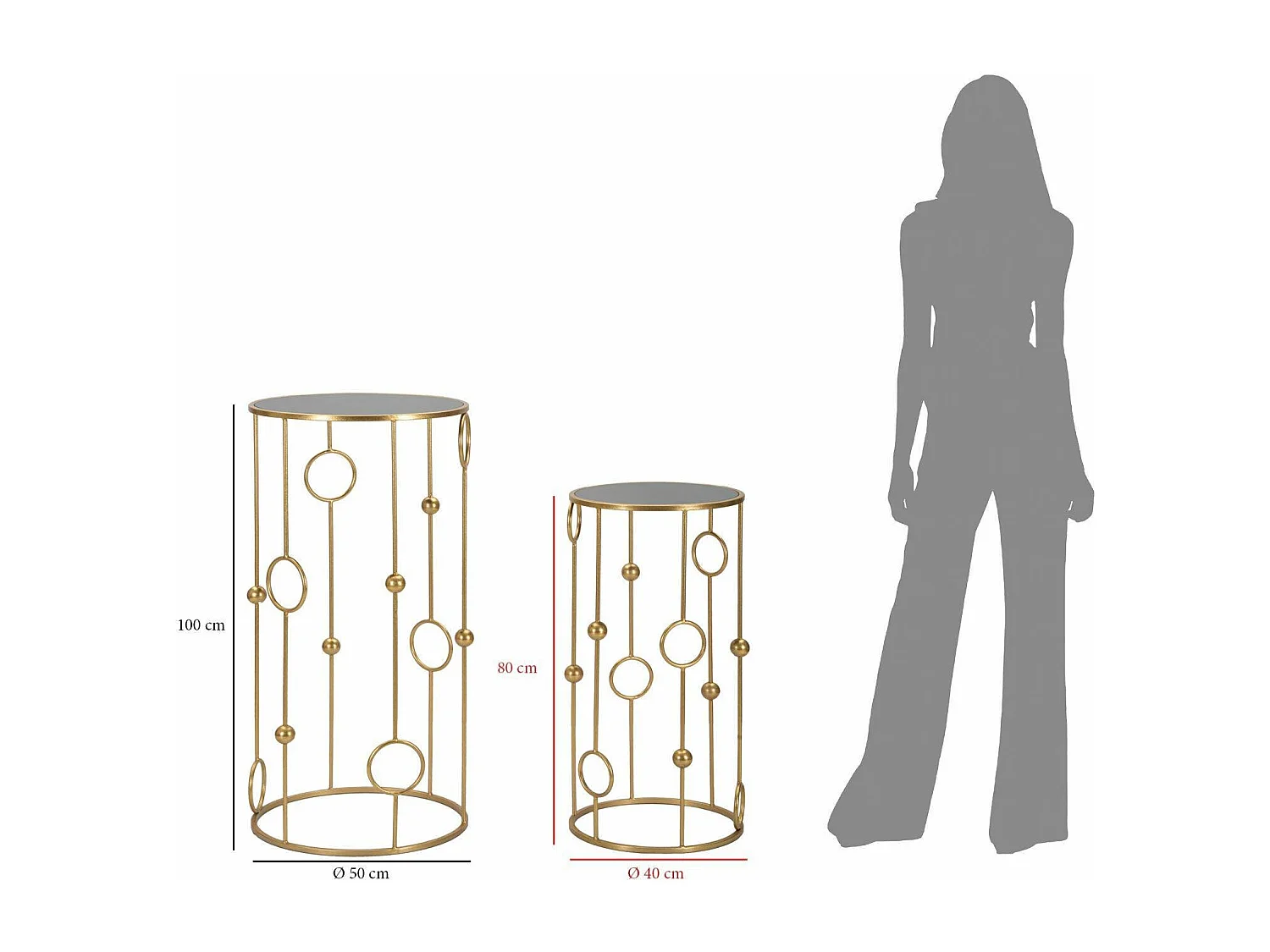 Mesa de centro Leonid, Mesa de centro baixa, Porta-revistas para sofá, Estante de sala, 50x50 h100 cm, Dourado