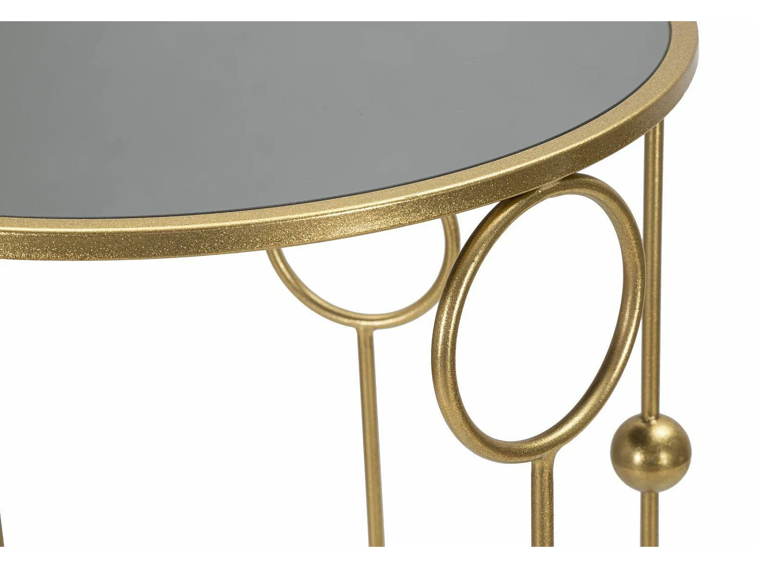 Table basse Leonid, Table basse, Porte-revues pour canapé, Etagère de salon, 50x50 h100 cm, Or