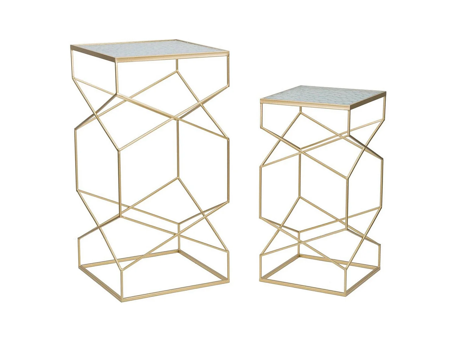 Table basse George, Table basse, Porte-revues pour canapé, Etagère de salon, Or, 50x50 h100 cm