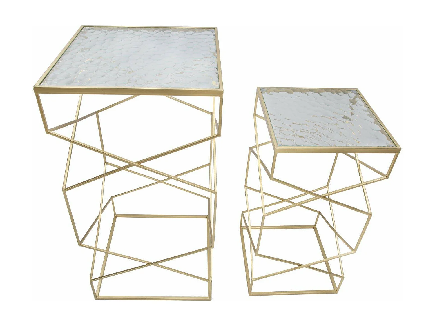 Table basse George, Table basse, Porte-revues pour canapé, Etagère de salon, Or, 50x50 h100 cm