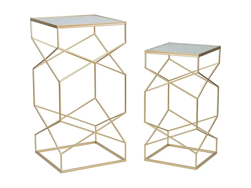 George salontafel, Lage salontafel, Tijdschriftenrek voor bank, Woonkamerplank, Goud, 50x50 h100 cm