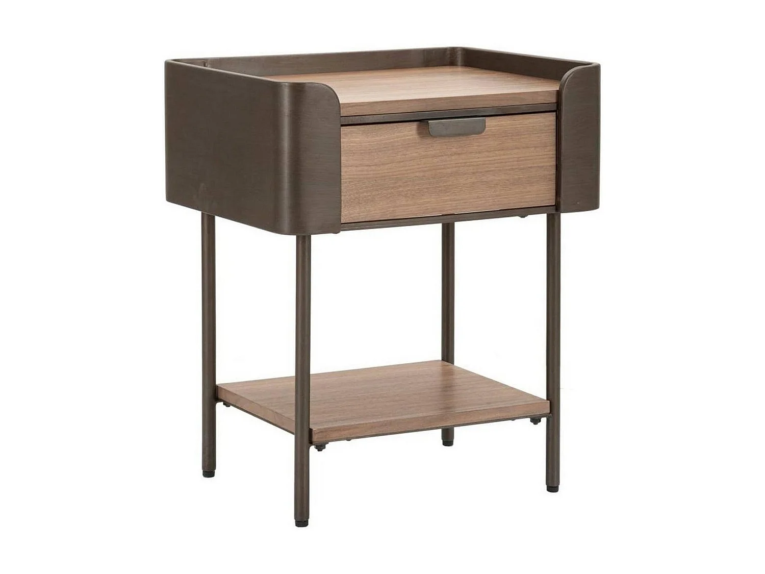 Table basse Muse, Table basse, Porte-revues pour canapé, Etagère de salon, 51x41 h60 cm, Gris et marron
