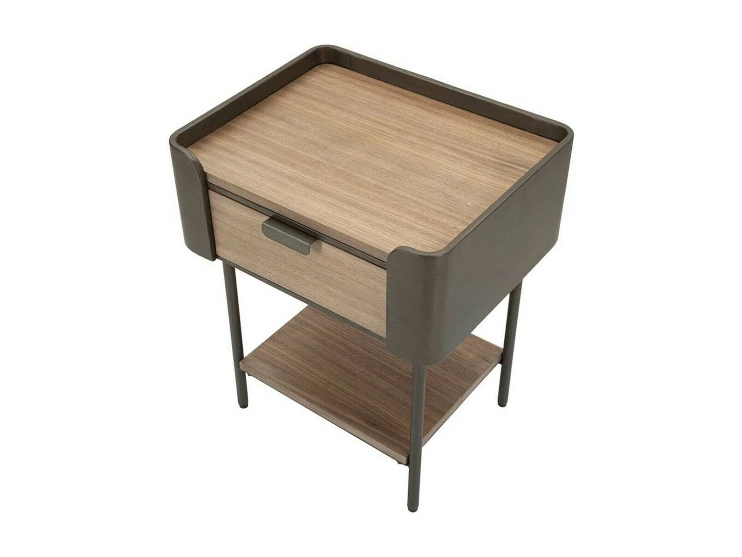 Table basse Muse, Table basse, Porte-revues pour canapé, Etagère de salon, 51x41 h60 cm, Gris et marron