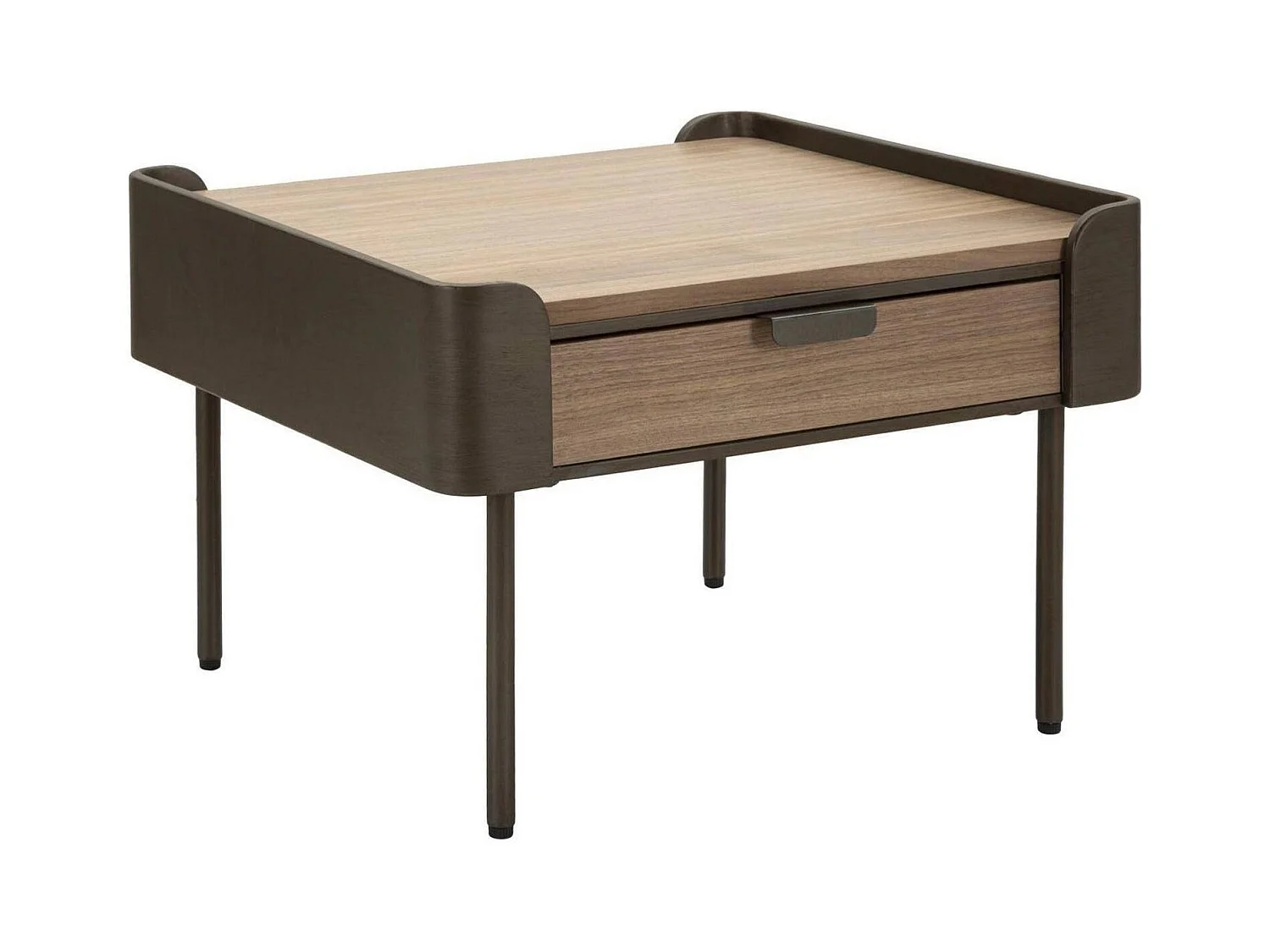 Table basse Icona, Table basse, Porte-revues pour canapé, Etagère de salon, 60x60 h41 cm, Gris et marron