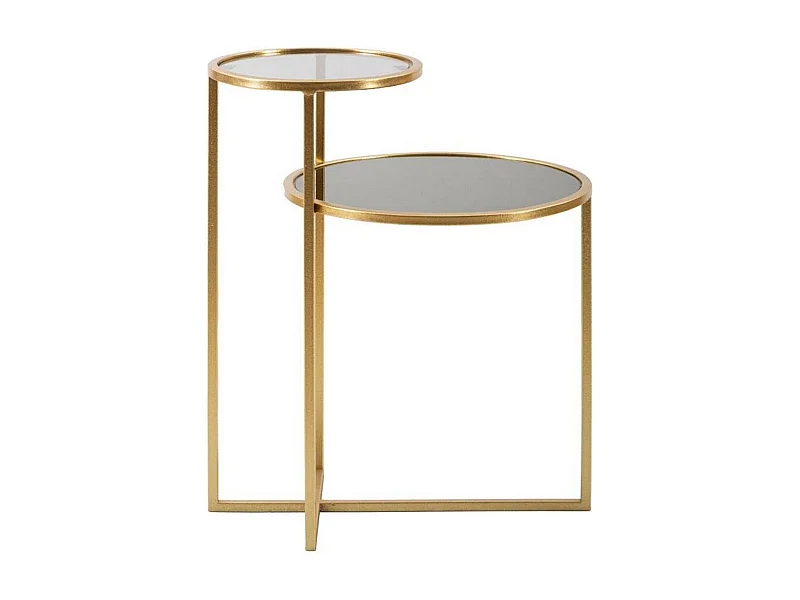 Mesa de centro Yoko, Mesa de centro baixa, Porta-revistas para sofá, Prateleira de sala, 50x40 h61 cm, Dourado