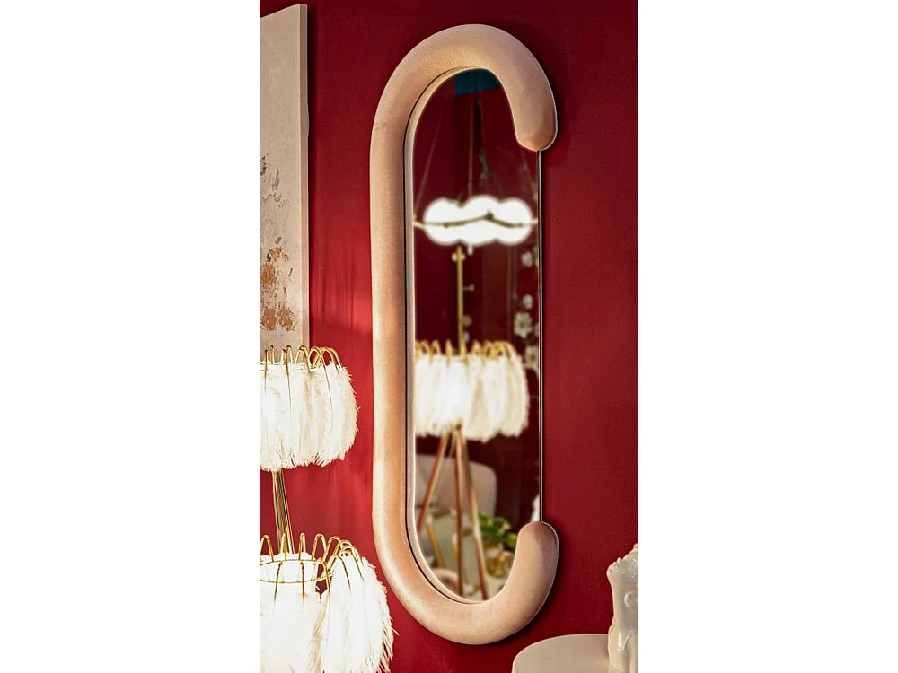 Miroir Shot, Verre miroité, Objet d'ameublement mural, Décoration avec miroir, 60x7 h160 cm, Rose