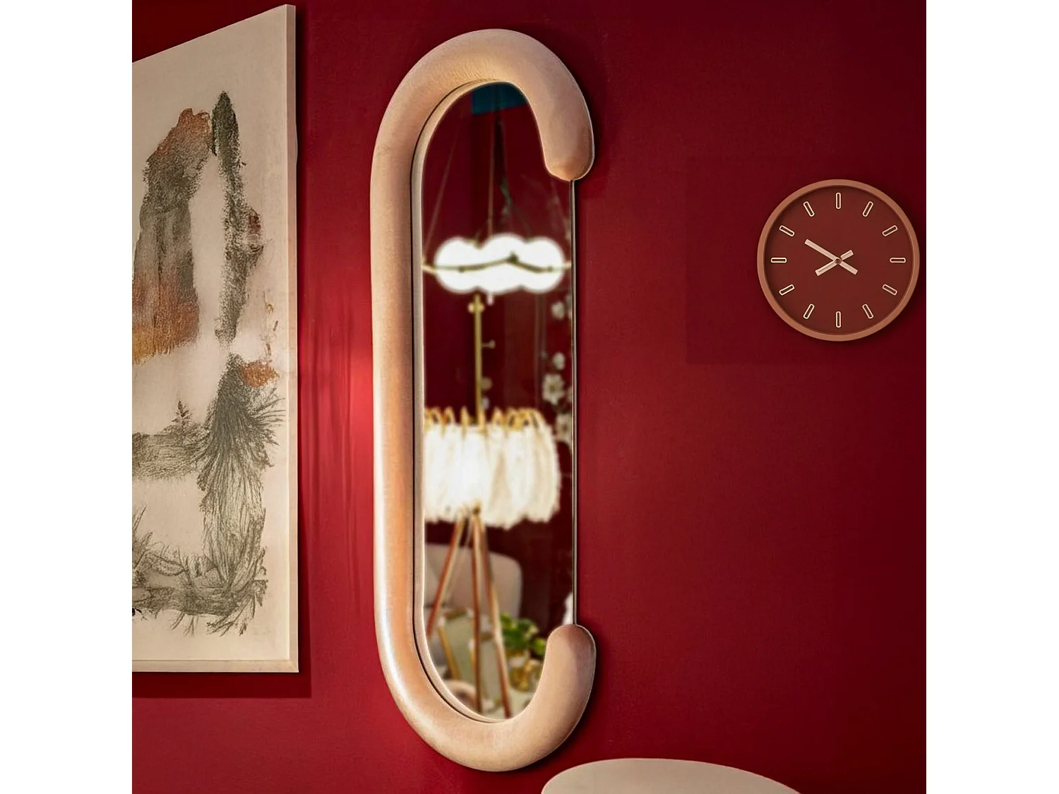 Shot Mirror, Spiegel, Wandmeubelartikel, Decoratie met spiegel, 60x7 h160 cm, Roze