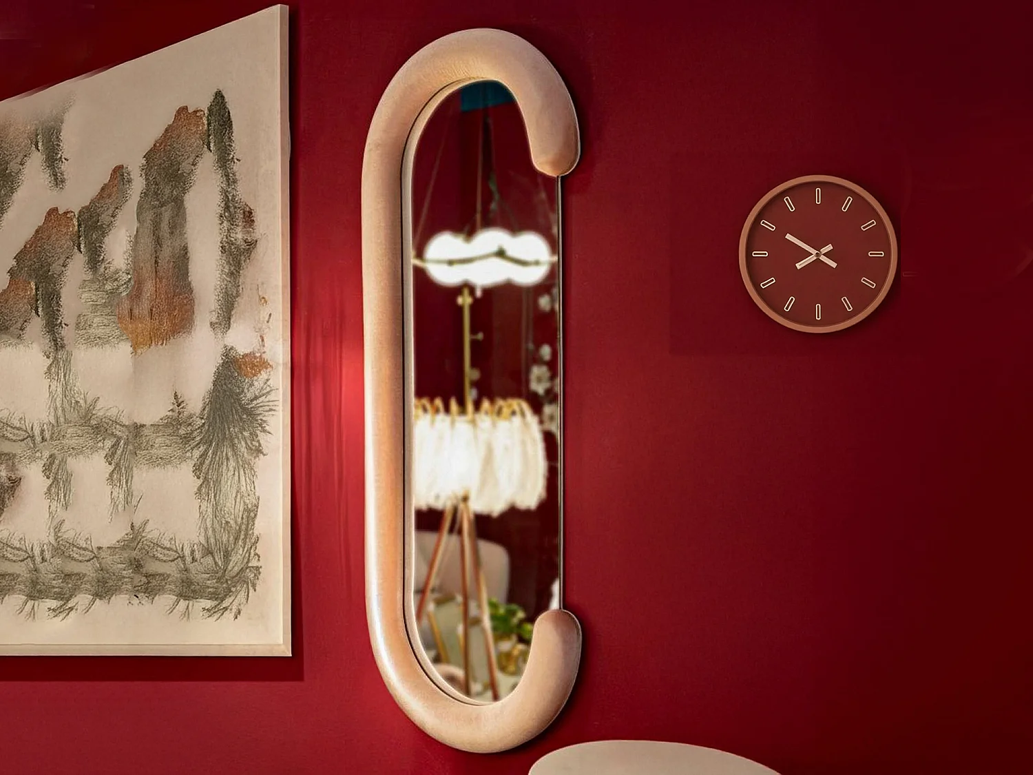 Miroir Shot, Verre miroité, Objet d'ameublement mural, Décoration avec miroir, 60x7 h160 cm, Rose