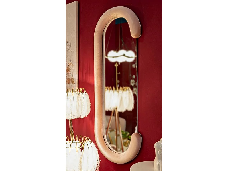 Shot Mirror, Spiegel, Wandmeubelartikel, Decoratie met spiegel, 60x7 h160 cm, Roze