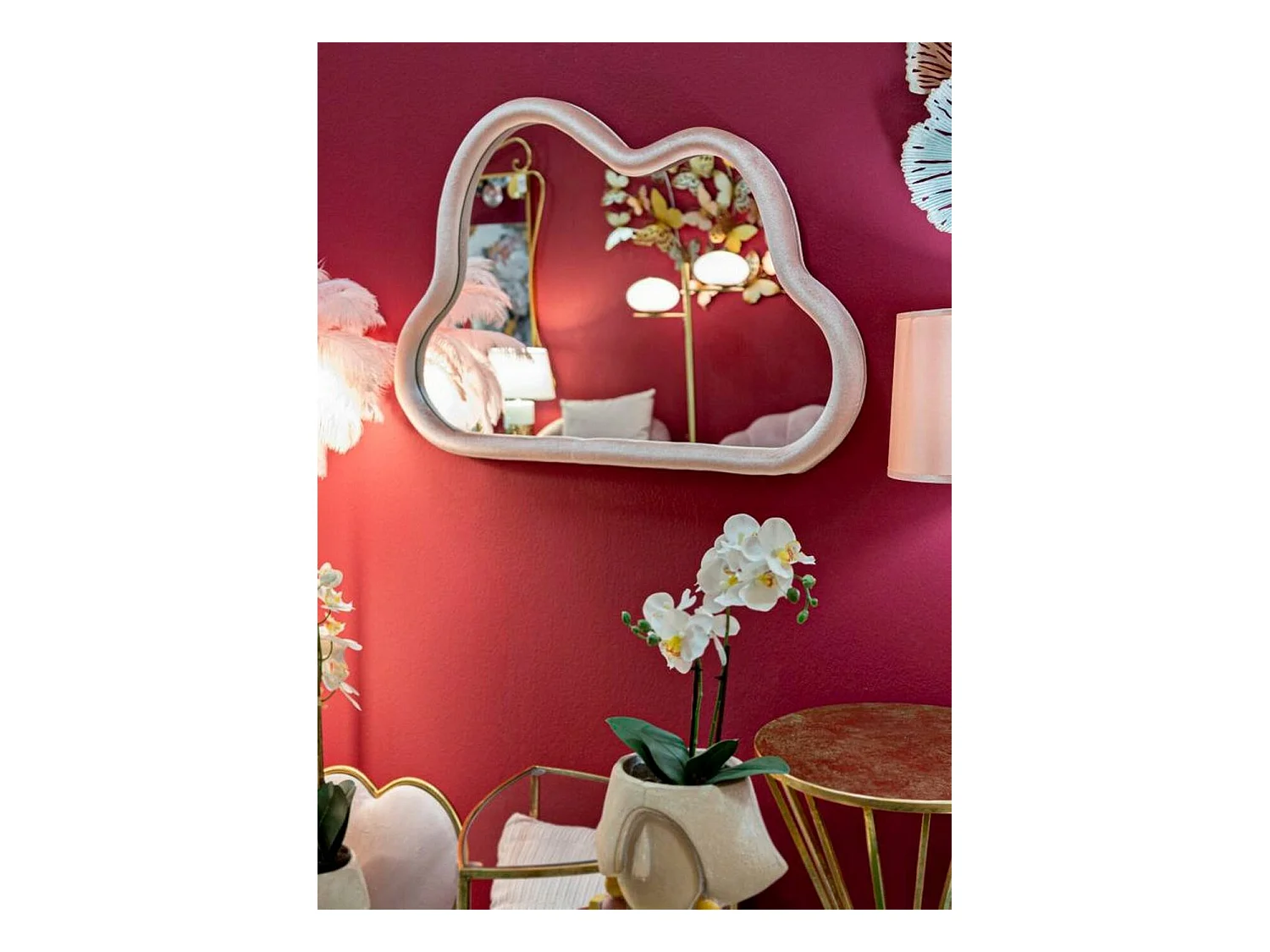 Miroir Depero, Verre miroité, Objet d'ameublement mural, Décoration avec miroir, 90x4 h60 cm, Rose