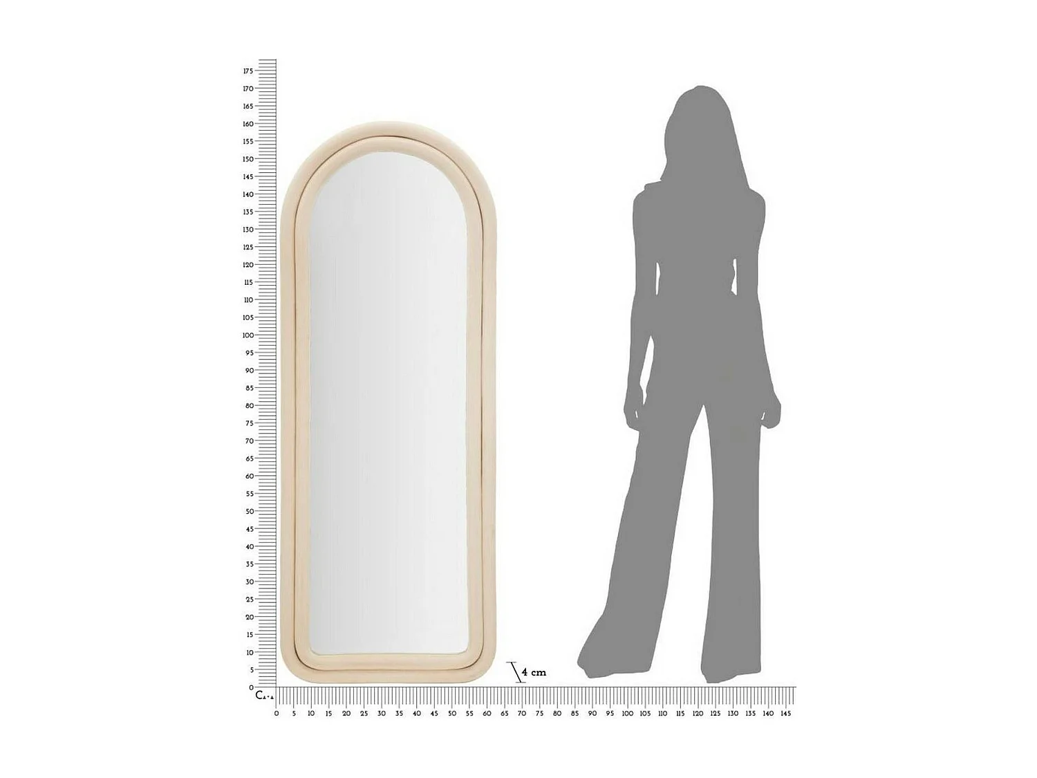 Miroir Segal, Verre miroité, Objet d'ameublement mural, Décoration avec miroir, 60x4 h160 cm, Crème