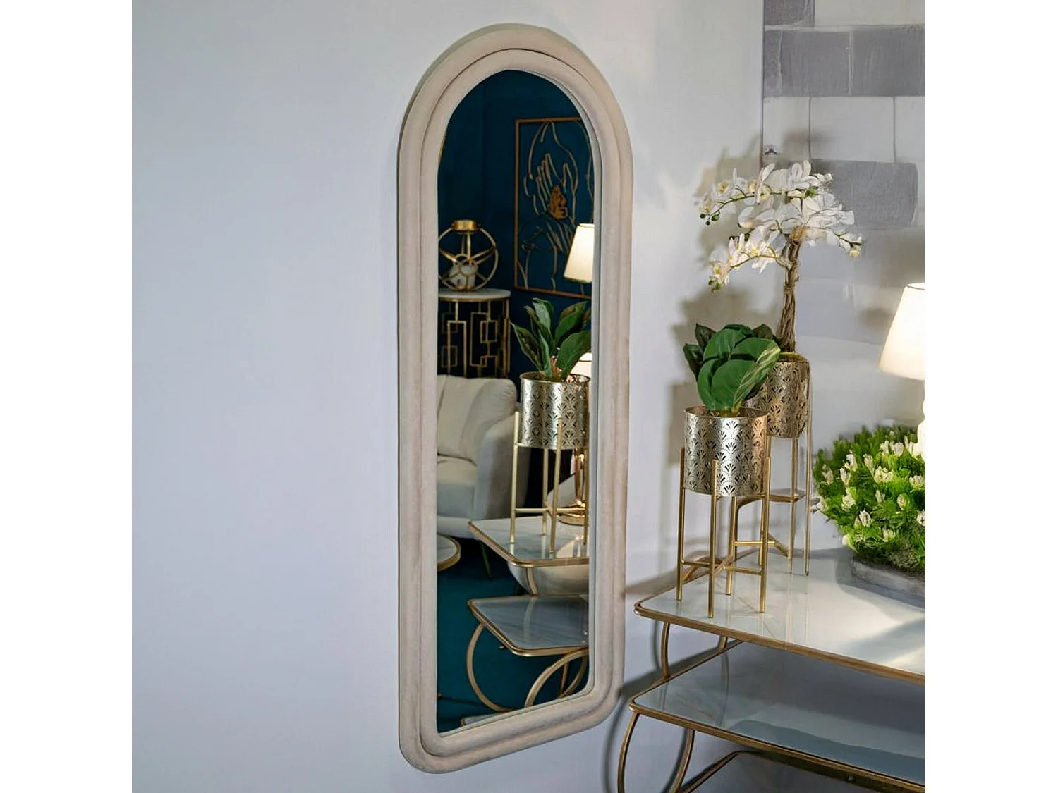 Specchio Segal, Materiale Struttura in Tessuto, 4x160h cm Bianco Crema