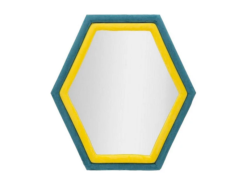 Espejito Balla, Espejo, Objeto de decoración de pared, Decoración de espejo, 75x4 h80 cm, Azul y Amarillo