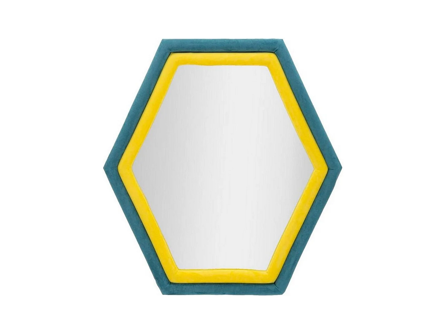 Miroir Balla, Verre miroité, Objet d'ameublement mural, Décoration avec miroir, 75x4 h80 cm, Bleu et Jaune