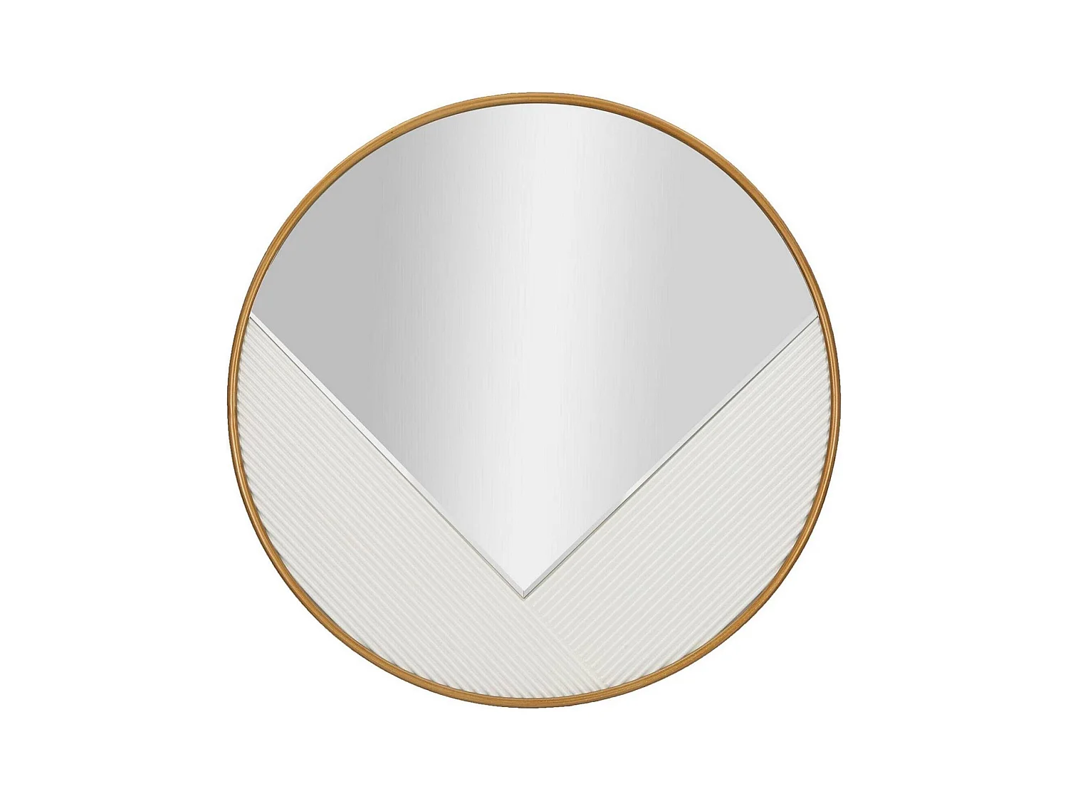 Miroir Santelia, Verre miroité, Objet d'ameublement mural, Décoration avec miroir, 80x4 h80 cm, Blanc et Or