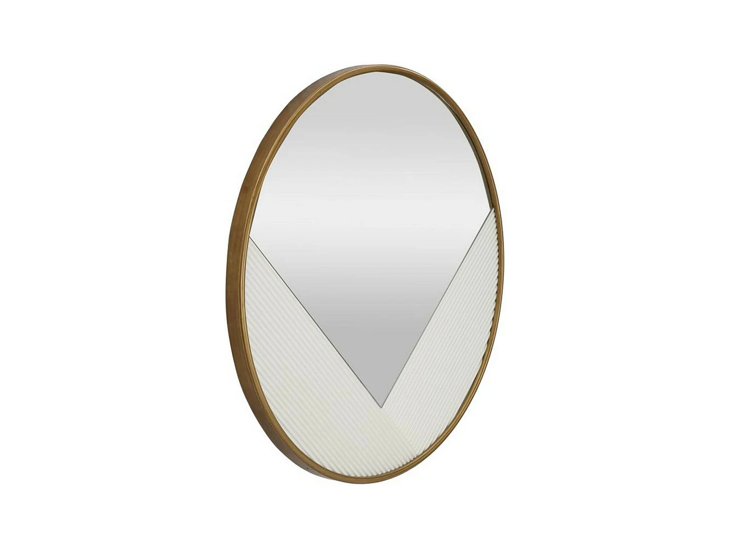 Miroir Santelia, Verre miroité, Objet d'ameublement mural, Décoration avec miroir, 80x4 h80 cm, Blanc et Or