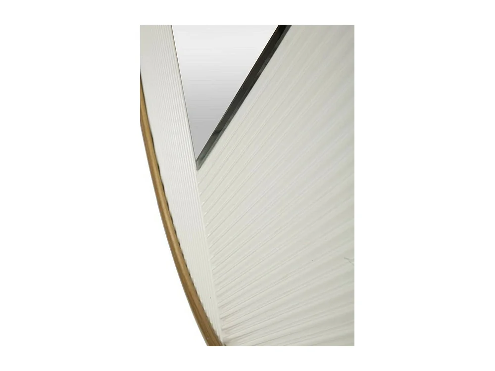 Miroir Santelia, Verre miroité, Objet d'ameublement mural, Décoration avec miroir, 80x4 h80 cm, Blanc et Or