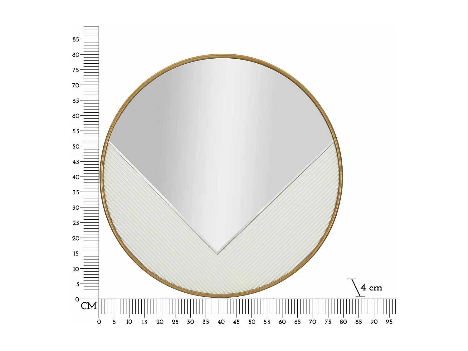 Miroir Santelia, Verre miroité, Objet d'ameublement mural, Décoration avec miroir, 80x4 h80 cm, Blanc et Or