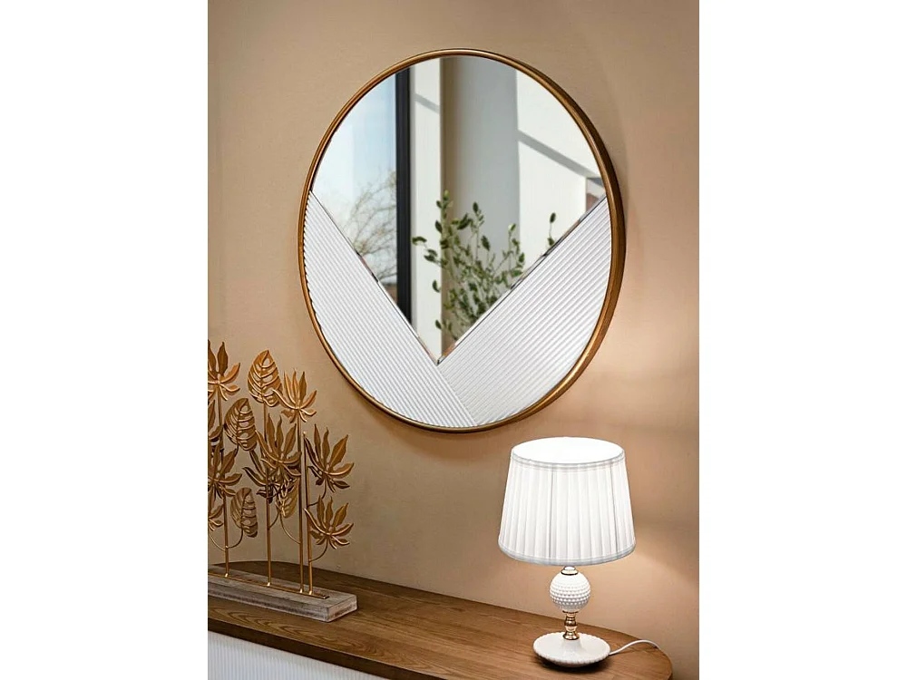 Espelho Santelia, Espelho, Artigo de decoração de parede, Decoração com espelho, 80x4 h80 cm, Branco e Dourado