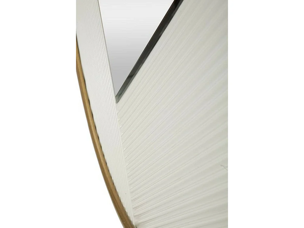 Miroir Santelia, Verre miroité, Objet d'ameublement mural, Décoration avec miroir, 80x4 h80 cm, Blanc et Or