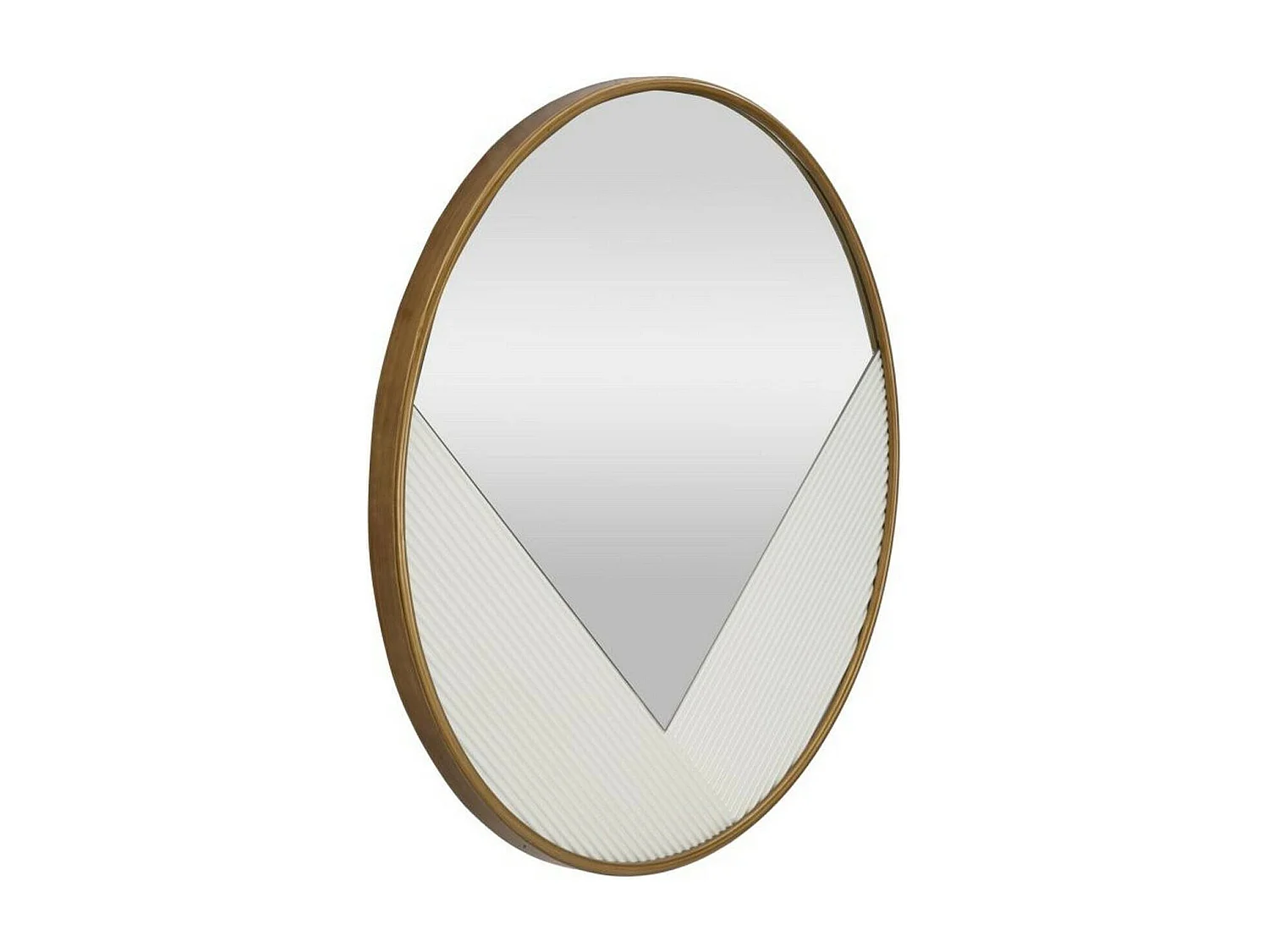 Miroir Santelia, Verre miroité, Objet d'ameublement mural, Décoration avec miroir, 80x4 h80 cm, Blanc et Or