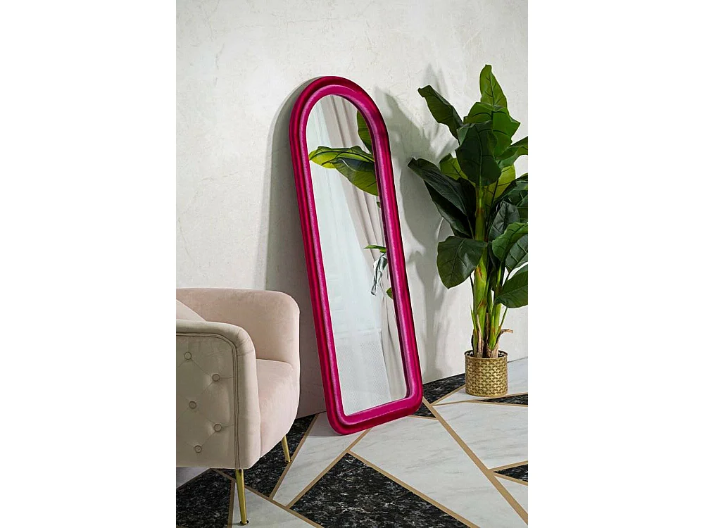 Miroir Segal, Verre miroité, Objet d'ameublement mural, Décoration avec miroir, 60x4 h160 cm, Fuchsia