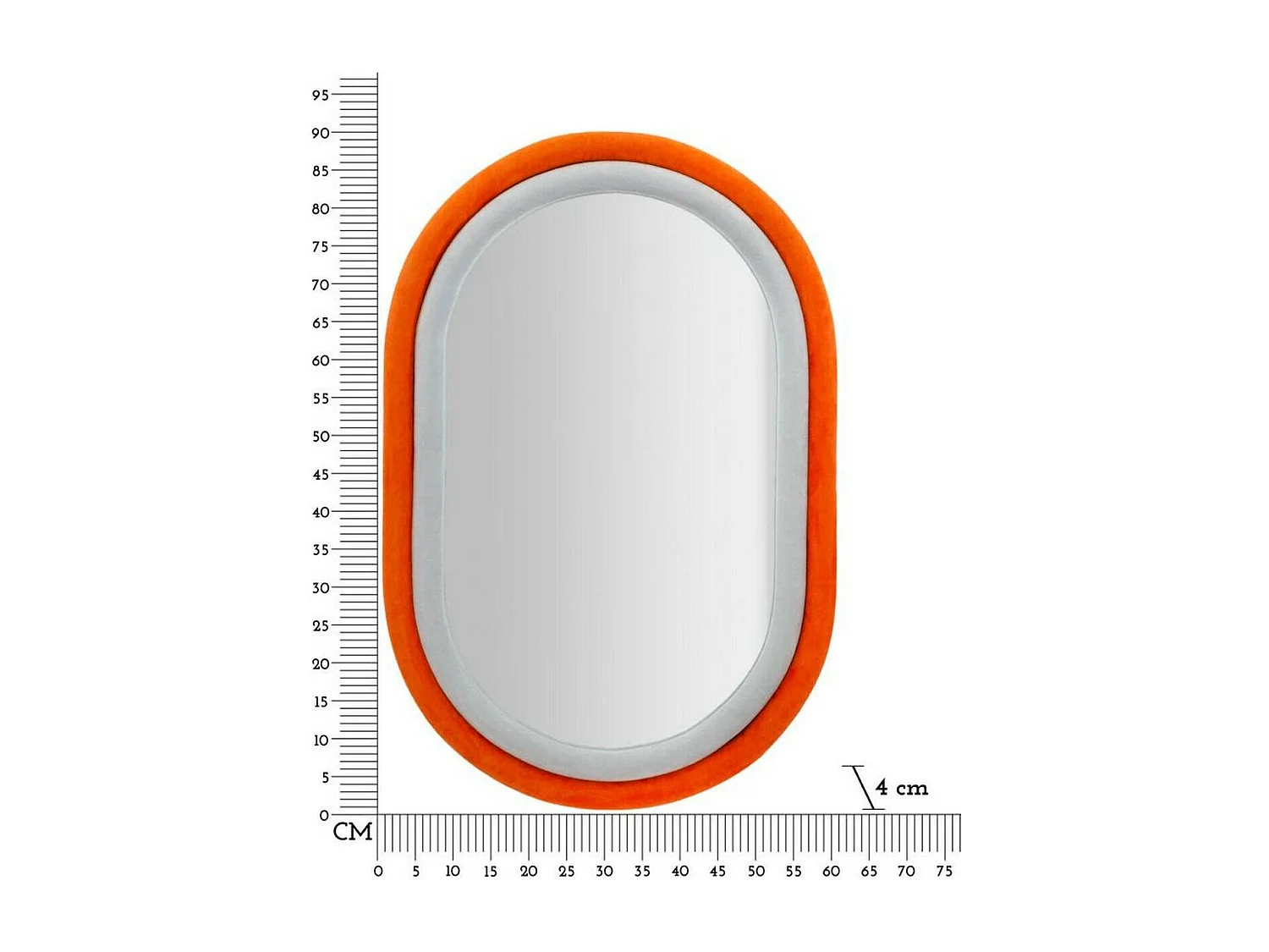 Miroir Marinetti, Verre miroité, Objet d'ameublement mural, Décoration avec miroir, 60x4 h90 cm, Orange et Gris