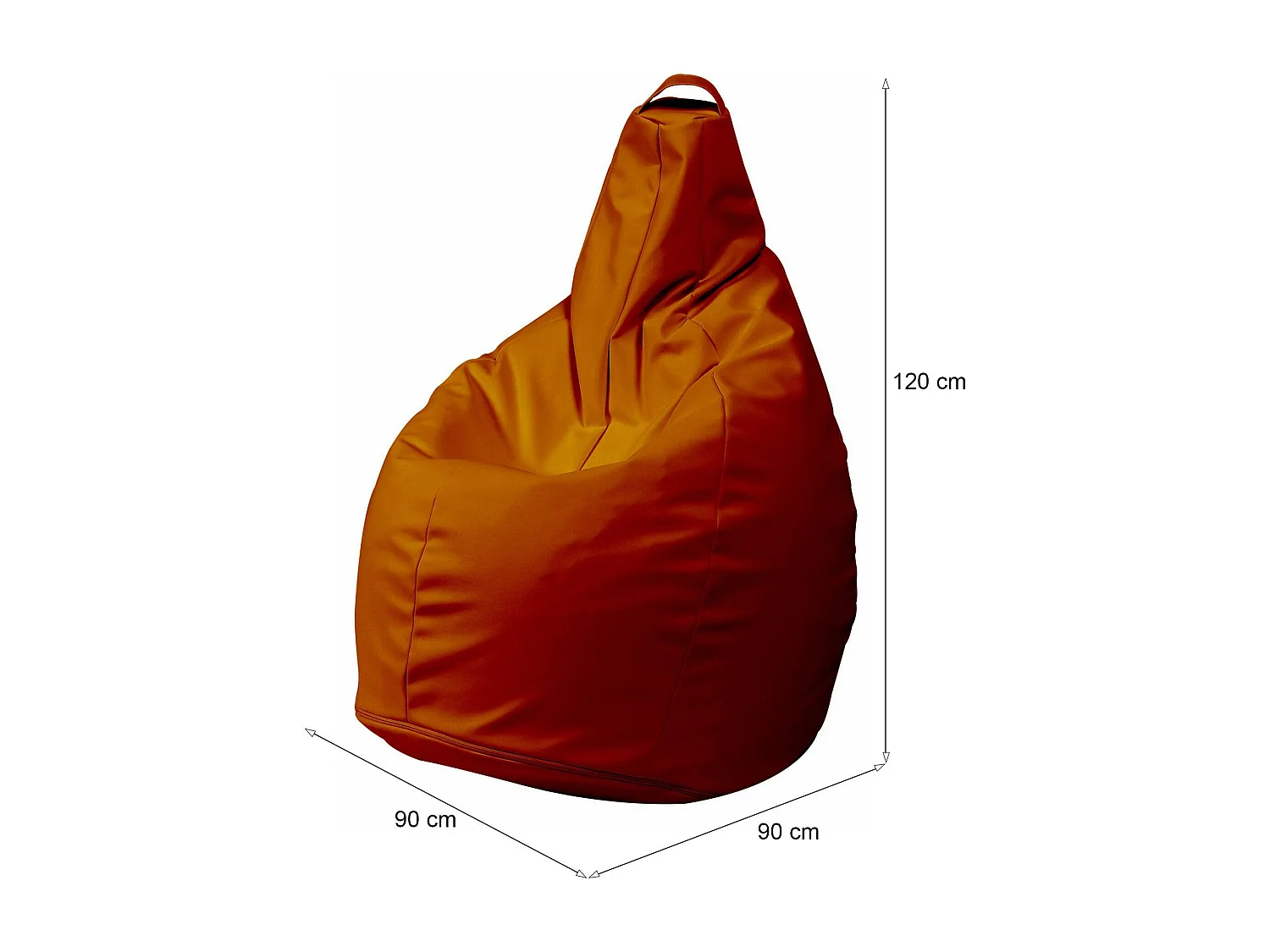 Pouf Aunter, Fauteuil polyvalent, Chaise sac, Pouf repose-pieds, Made in Italy, 90x90 h120 cm, Orange