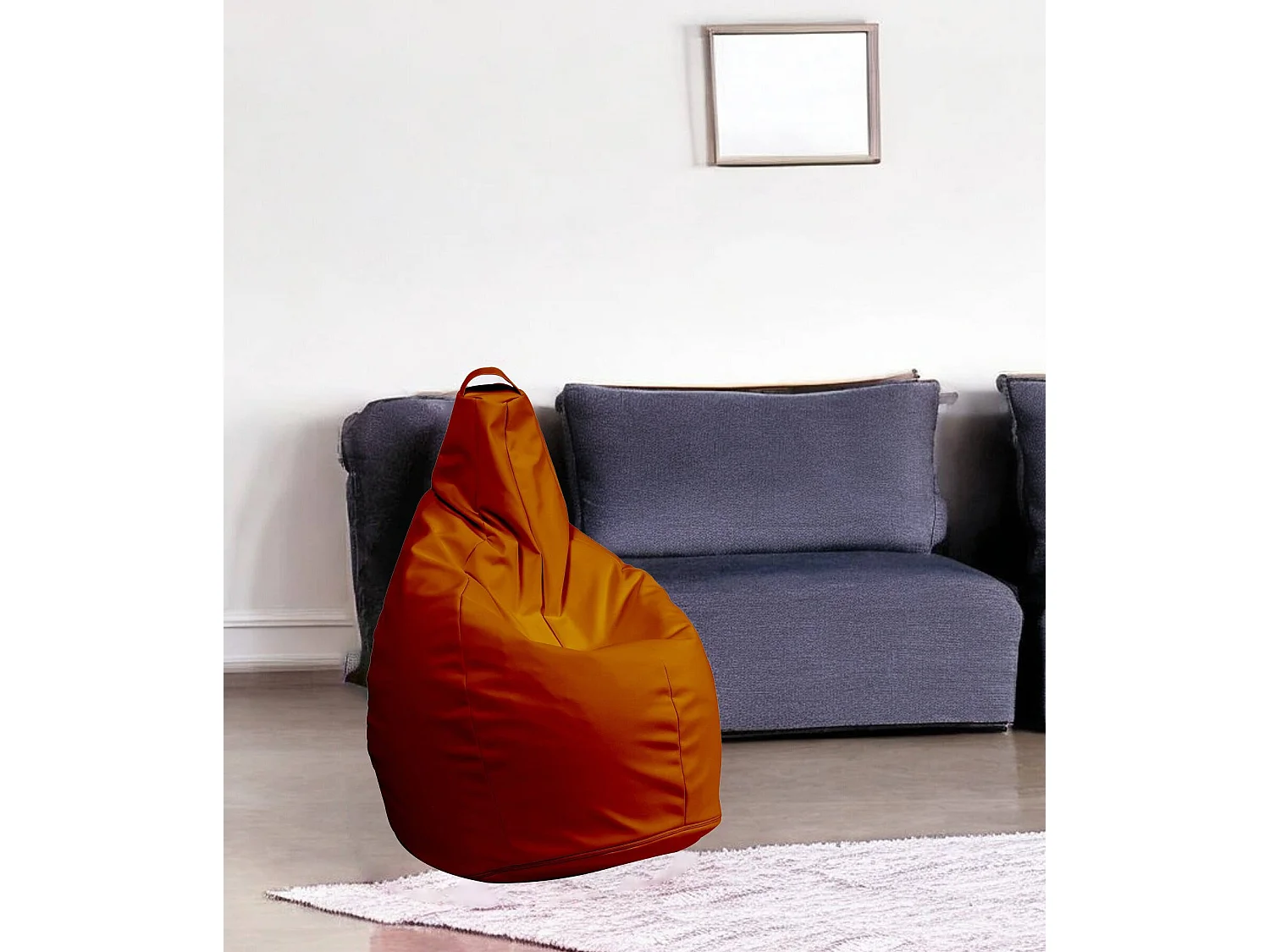 Pouf Aunter, Fauteuil polyvalent, Chaise sac, Pouf repose-pieds, Made in Italy, 90x90 h120 cm, Orange