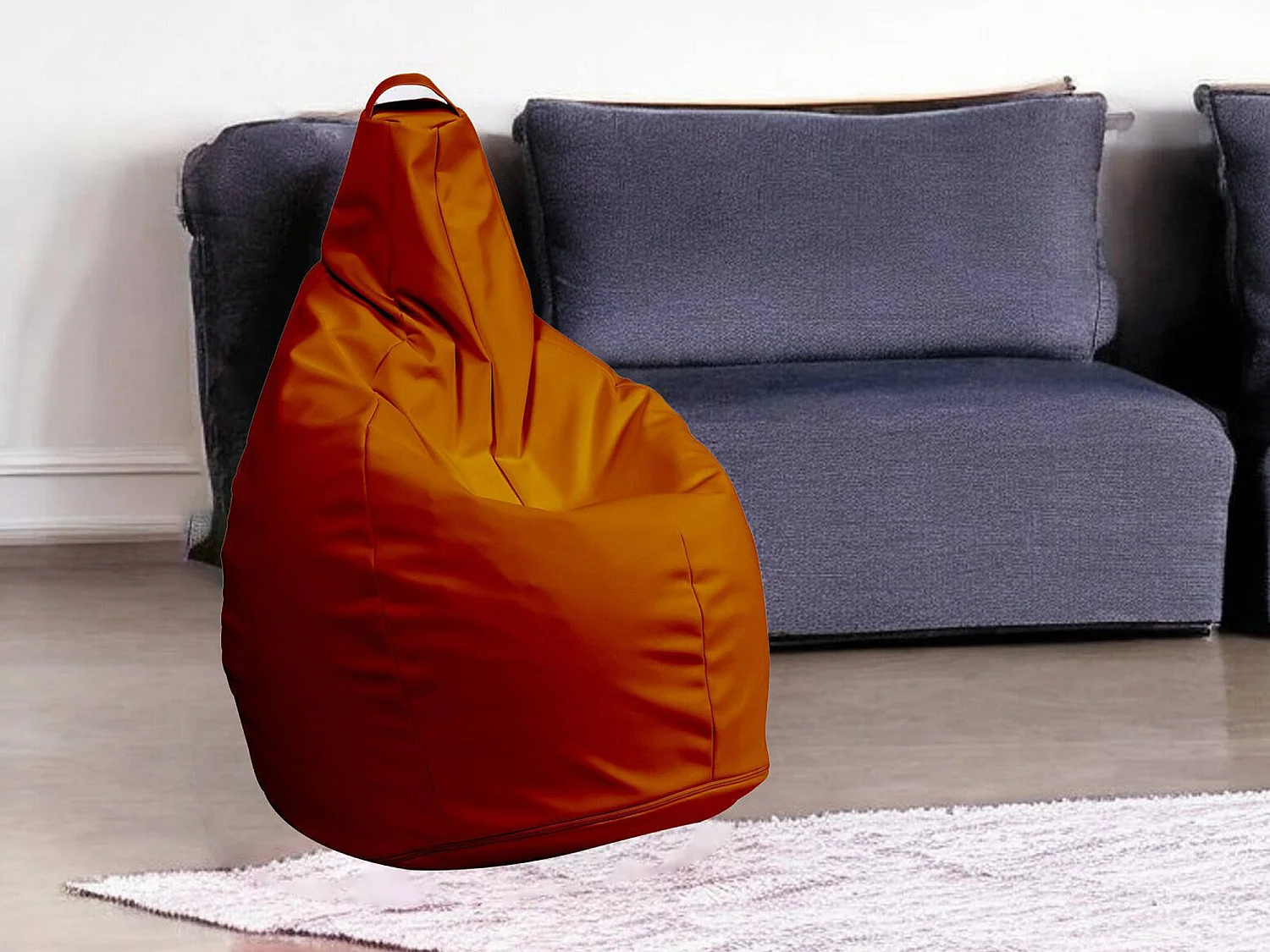 Pouf Aunter, Fauteuil polyvalent, Chaise sac, Pouf repose-pieds, Made in Italy, 90x90 h120 cm, Orange
