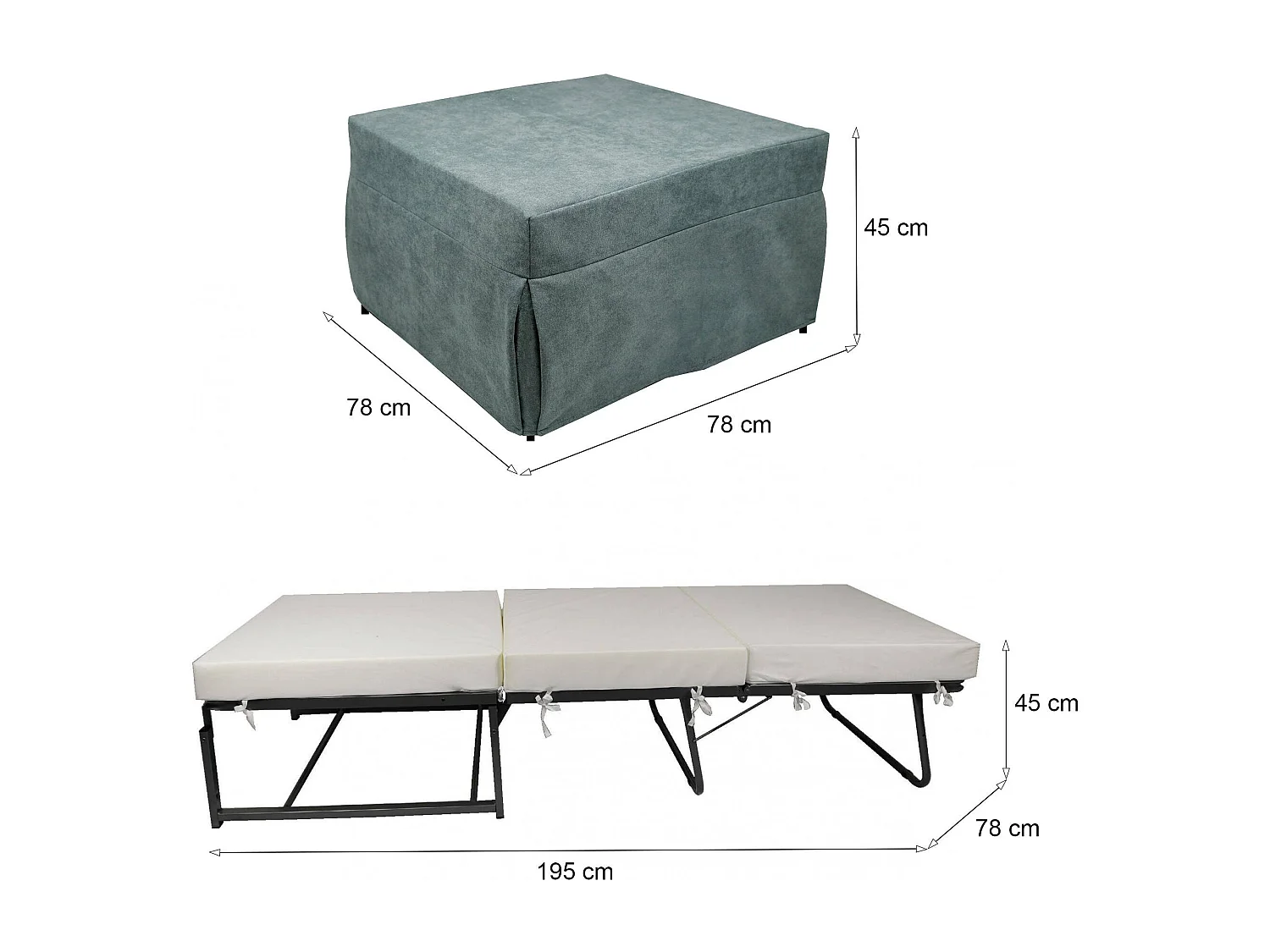 Pouf Arno, Sfoderabile Made in Italy, 78x78x45h cm Azzurro