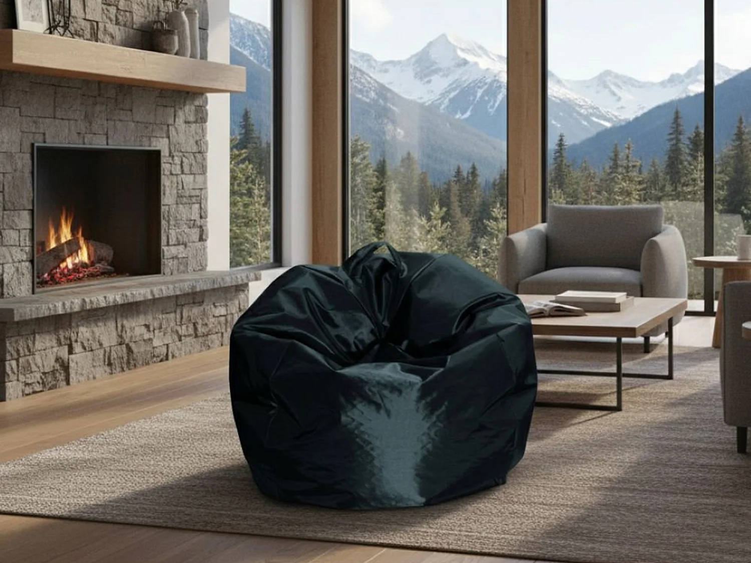 Pouf Ascia, Fauteuil polyvalent, Chaise sac, Pouf repose-pieds, Made in Italy, 65x65 h50 cm, Noir