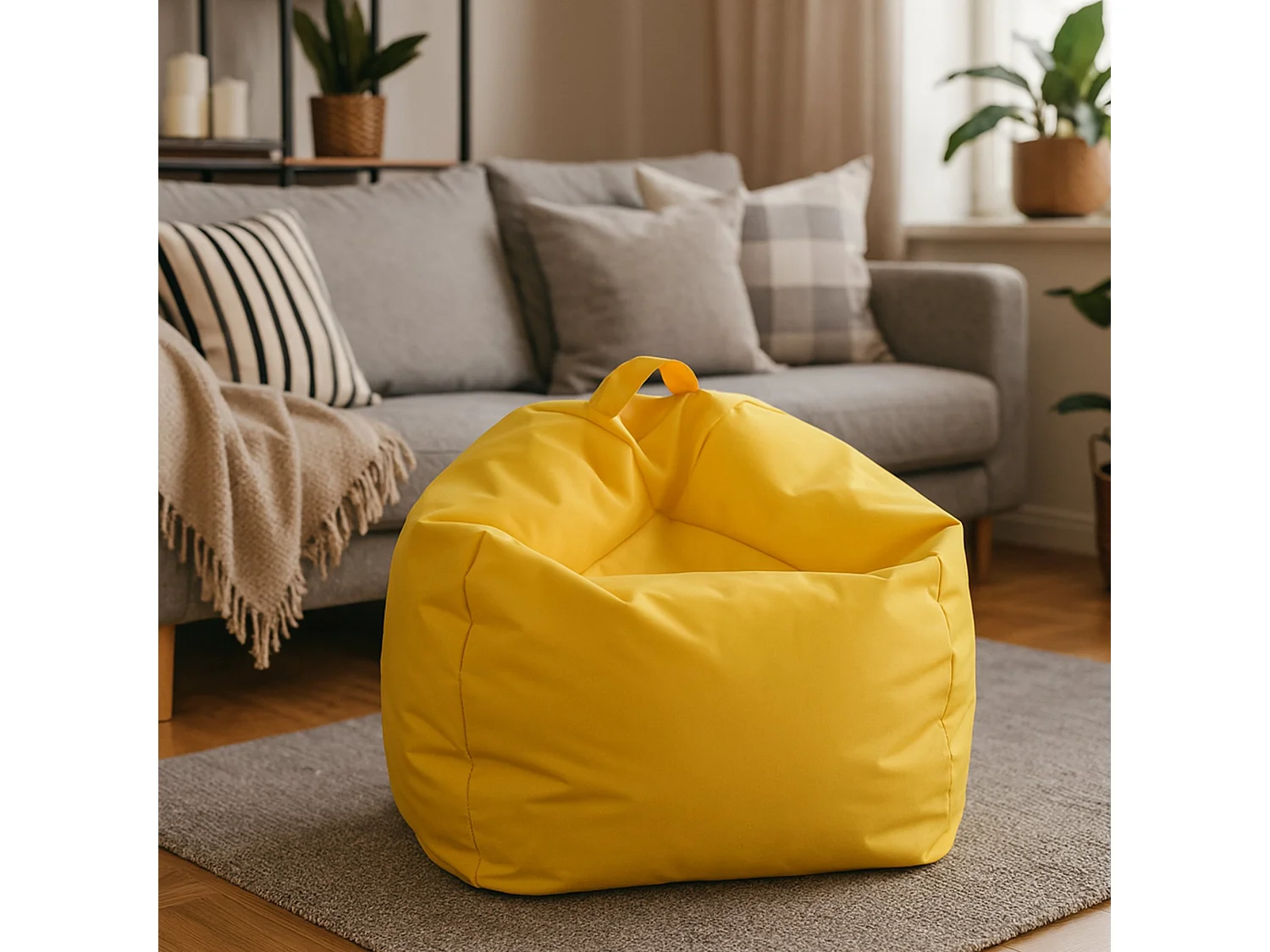 Pouf Ascia, Mehrzwecksessel, Sitzsack, Hockerhocker, Made in Italy, 65x65 h50 cm, Gelb