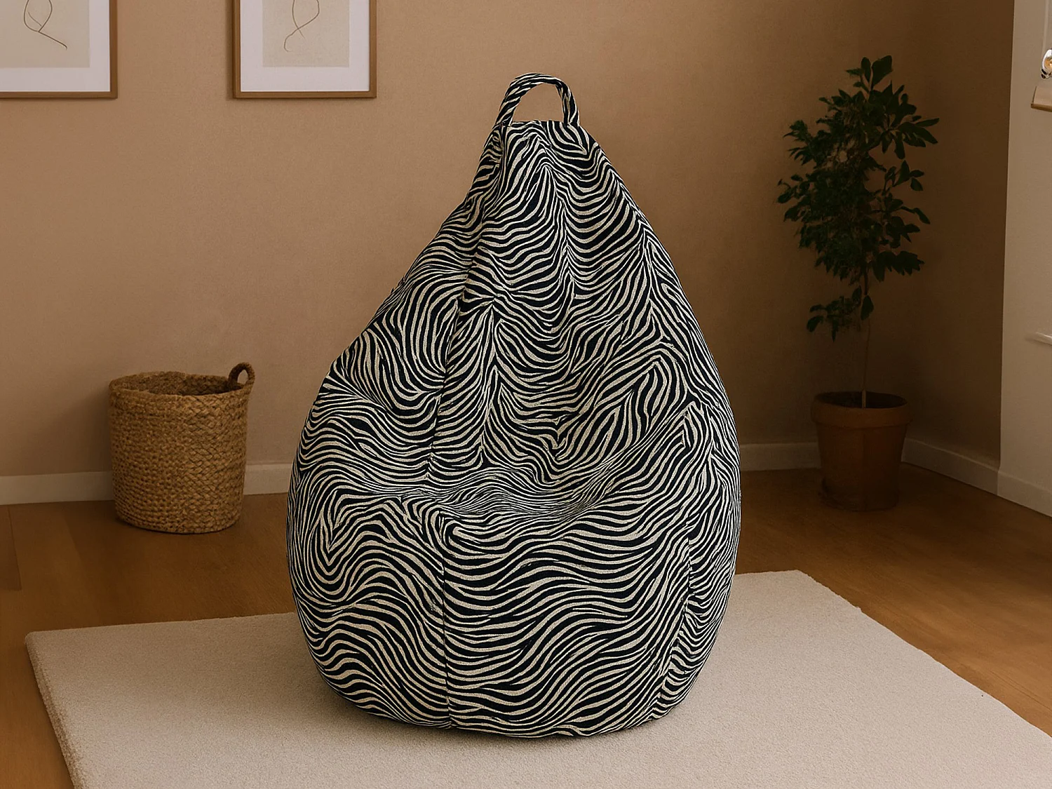 Pouf Maristella, Forma Sacco Made in Italy, 80x80x120h cm Nero